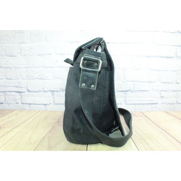 LL Bean Unisex Heritage Waxed Canvas Messenger Bag Black - Picture 5 of 15